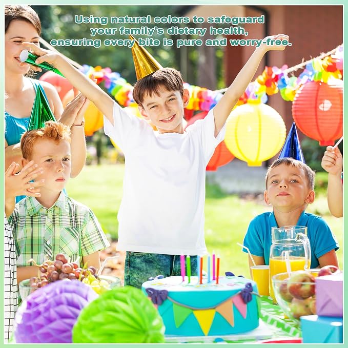 Natural Food Coloring Gel - 16 Colors Plant Based Dye Free Food Coloring, Liquid Natural Food Dye for Baking, Cookies, Easter Egg, Icing, Dessert Decorating, Fondant, Slime-0.25fl oz