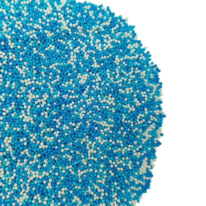Frozen Winter Sprinkles Blue White Nonpareils Sprinkles Edible Mini Pearl Sprinkle for Cake Decorations, Baking, Ice Cream, Cookies, Donuts and Lollipops - 2mm Sugar Pearls