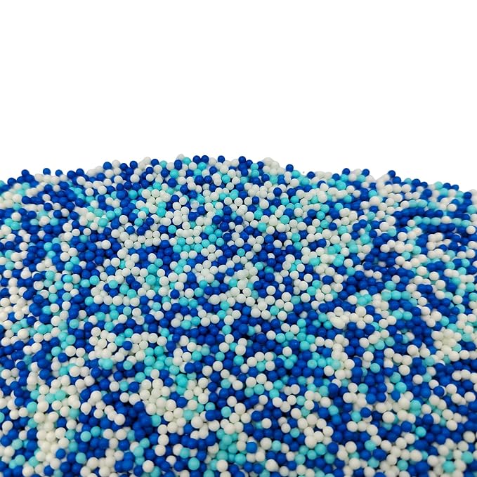 Homankit White and Blue Nonpareils Sprinkles Edible Cookie Decorations Mini Pearls for Decorating Cake, Baking, Cupcake Toppers, Ice Cream, Donuts 3.88 Ounce