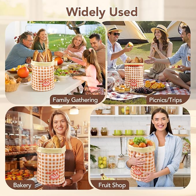 Reusable Beeswax Bread Bags for Homemade Sourdough Bread Keep Fresh | Upright Base, Zipper Access, Adjustable Roll-Top, Portable Natural & Safe Storage Sourdough Bread Bags, Home Essentials,2 pcs
