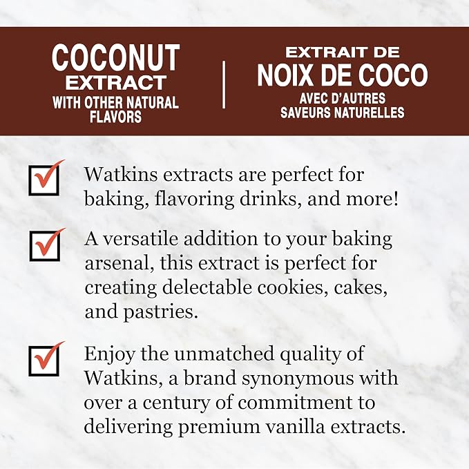 Watkins Coconut Extract with Other Natural Flavors, 2 oz. Bottles, Pack of 6 (Packaging May Vary)