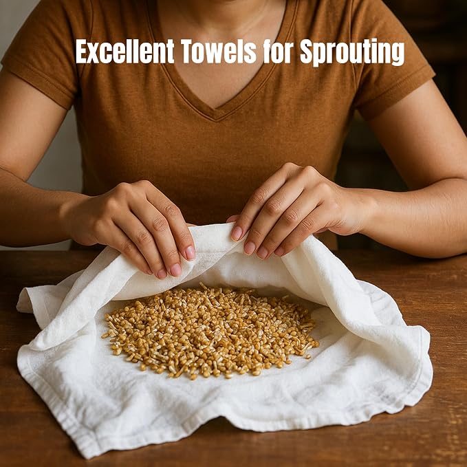 Flour Sack Towels | Tea Towel for Crafts| Kitchen Dish Cotton Blank Towel for Embroidery| Baking Bread Proofing Linen Cover| Super Absorbent Quick Dry| 12 Pack 18"x 28" White