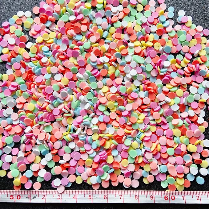 EHOPE 50g Fake Sprinkles Resin Sprinkles Fake Candy Sprinkles Clay Sprinkles Polymer Sprinkles Polymer Clay Slices for Nail Art DIY Crafts Cake Phone Case(Red Round Slices-02)