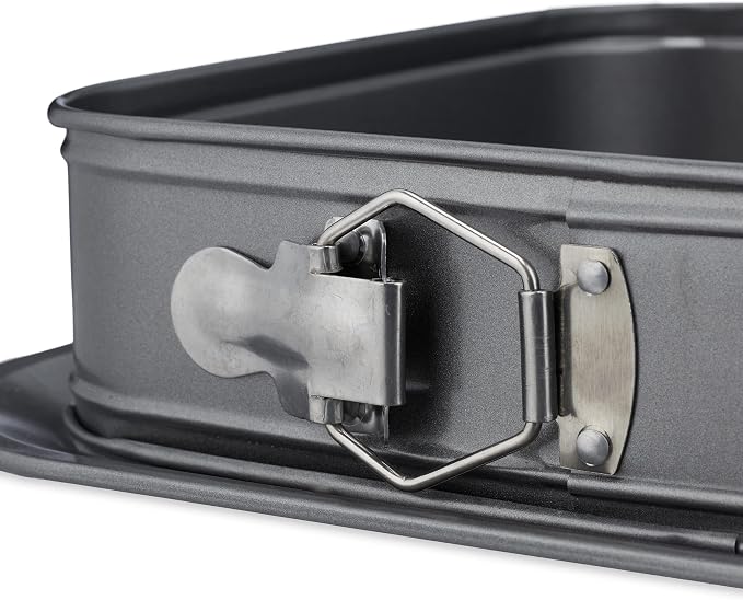 Relaxdays Springform Pan, Square, 24 x 24 cm, with Leakage Protection, Steel, Non-stick Baking Pan, Cake Pan, Anthracite