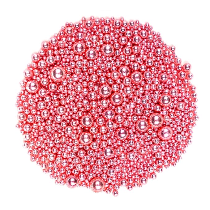 Dazzjoy Edible Rose Gold Pearl Sugar Candy Sprinkles, Mix Size, 4.58oz, Sprinkles for Cupcake Decorating, Baking Cake Decorations, Wedding Party Valentines Supplies