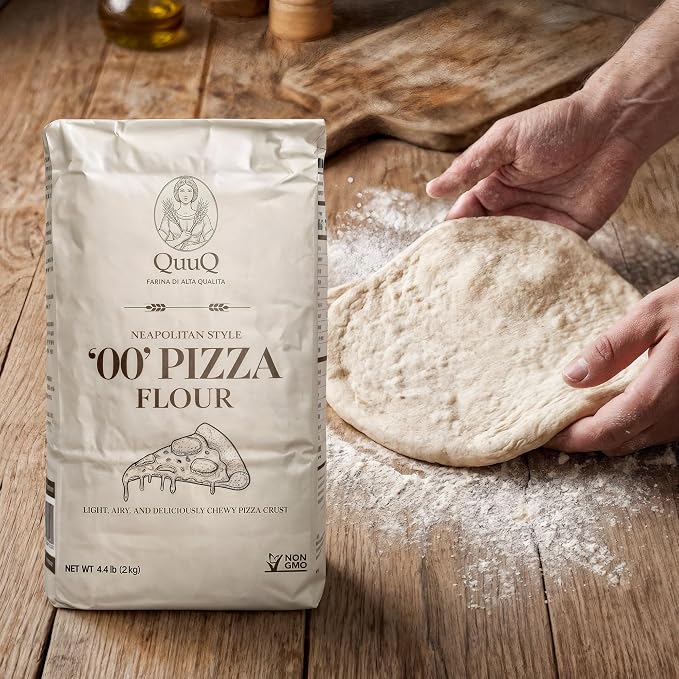 QuuQ 00 Pizza Flour 2 Pack 8.8 lb (4 kg), Type 00 Flour, Neapolitan Style, Ultra Fine Grind, Unbleached Unbromated Non-GMO Enriched Wheat Flour, Wood Fired and Home Oven Baking