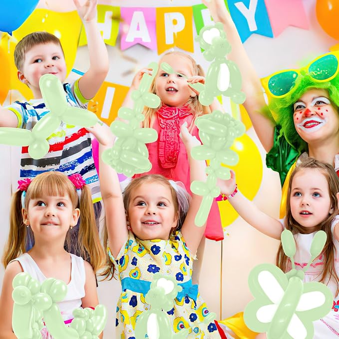 260 Balloons, 50pcs Maca Green Long Balloons for Arch, Animals Kit, Twisting