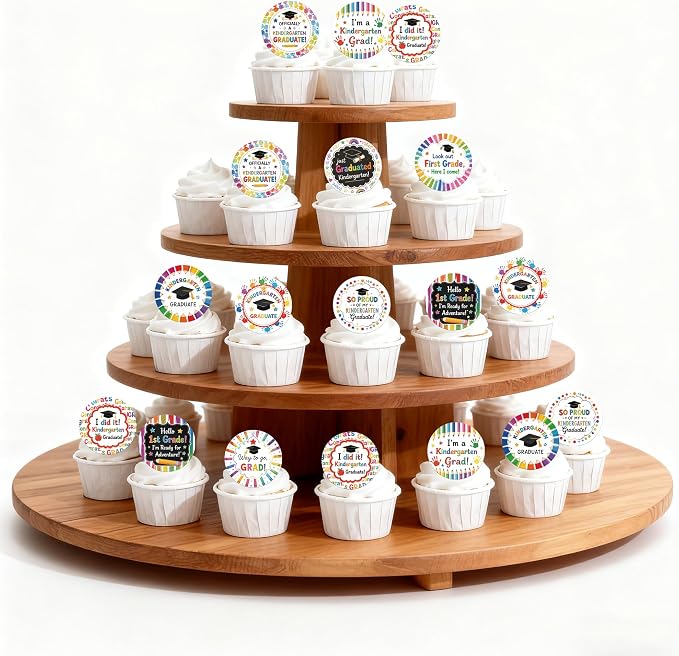 60 PCS Edible Kindergarten Graduation Cupcake Toppers 2026 Preschool Graduation Theme Cupcake Picks Class of 2026 Congrats Grad Cap Cake Decorations for 2026 Kindergarten Graduations Party Supplies