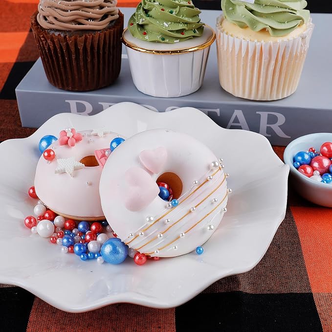 Red White and Blue Sprinkles for Cake Decorating, 130g/4.6oz Patriotic Edible Pearl Sprinkles Mix, Sugar Candy Pearls for Baking, Cookie Decorations and Cupcake Toppings, 4th of July Party Supplies