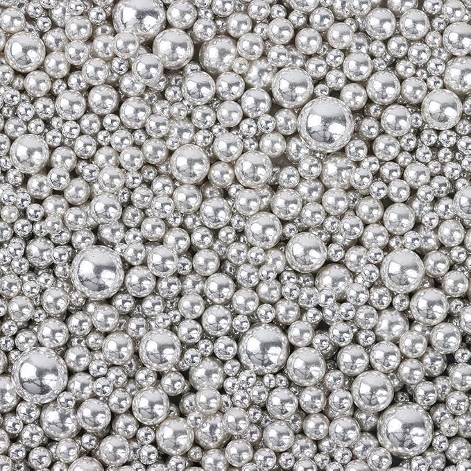 Cobakey Bright Silver Sprinkles for Cake Decorations 3.52 ounce Silver Metallic Pearl Sugar Sprinkles for Cupcake Toppers Wedding Party Valentines Halloween Christmas Supplies