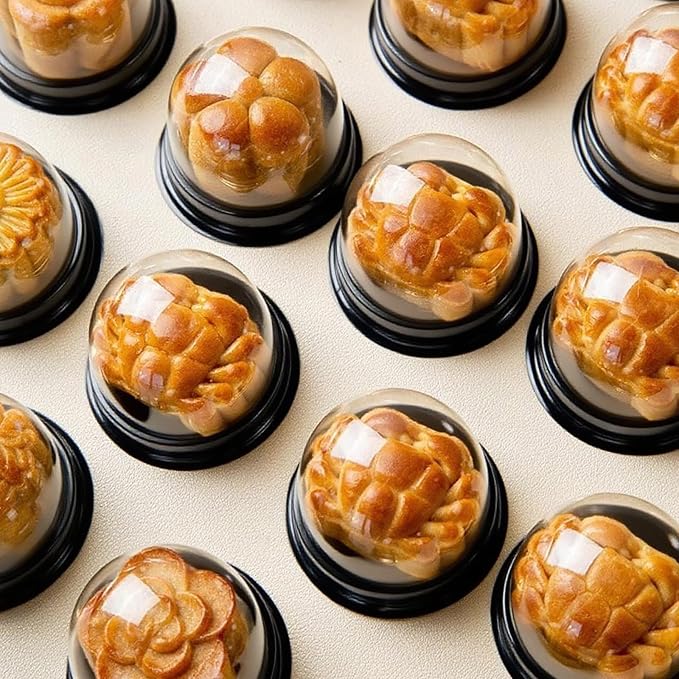 EchoDone Clear Plastic Mini Cupcake Boxes Muffin Pod Dome Single Container Box Wedding Birthday Gifts Boxes Supplies 50 Pack (Black)