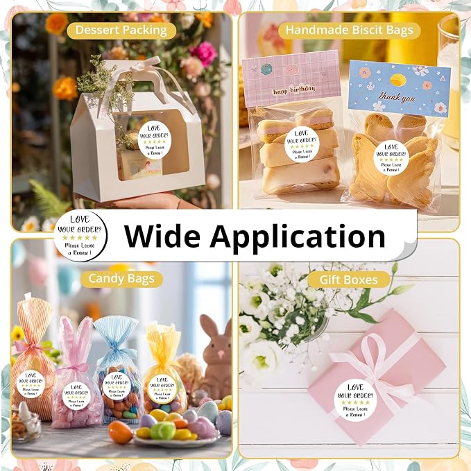 500 PCS Please Leave a Review Cute Small Business Stickers, Thank You Sticker, Bakeries Packaging Envelopes Sticker, Mail Envelopes Shipping Stickers for Small Business