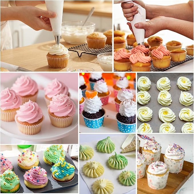 3-Pack Piping Bag Reusable,Big Piping Bags,Mangas Pasteleras Reusables 20-Inch, White Cloth Cake Decorating Bag,with Hanging Loop for Cake Decorating, Leak-Resistant & Dishwasher Safe