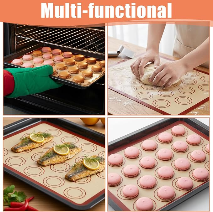 3Pcs Macaron Silicone Baking Mats 16.54 x 11.61Inch Macaron Baking Mat Non Stick Macarons Mat for Macarons, Cookie, Pastry, 1/2 Sheet Size