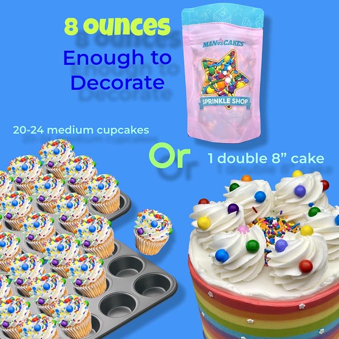 Dinosaur Sprinkles | 8 Ounces | Cake Sprinkles Chocolate,Sweet Flavor | Jimmies |Nut Free Manvscakes (Multicolor)