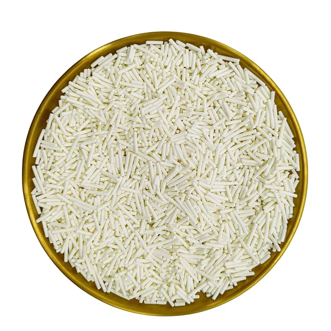 White Jimmy Sprinkles Edible Mix Size Jimmies Cake Decorations Soft Jimmies for Topping Ice Cream, Cookies, Cakes, Wedding Party, Valentine Christmas Supplies 3OZ