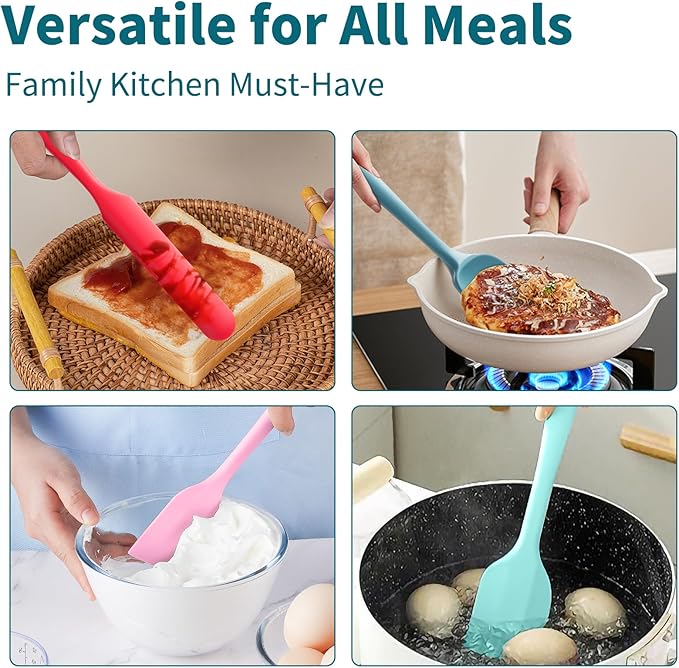 5-Piece Silicone Spatula Set–Food Grade Material, Withstands Extreme Heat Up to 600°F, Comfortable Ergonomic Grip for Safe and Easy Baking, Cooking, and Nonstick Pan Use, Dishwasher Safe