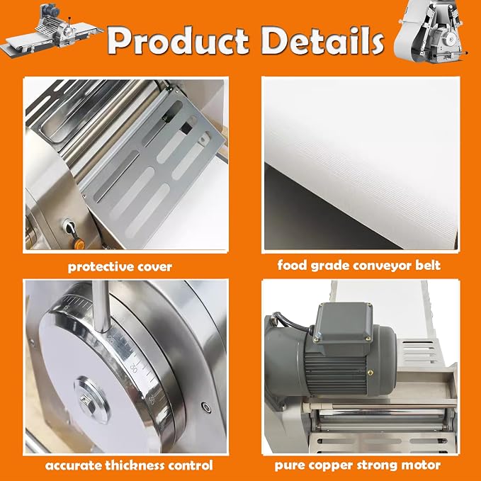 INTSUPERMAI Commercial Dough Sheeter Reversible Fondant Countertop Sheeter Dough Roll Press Machinefor Croissant Danish Pastry Bakery Roller Puff Pastry 70.9"×19.7" Belt Two-way Rollers 110V