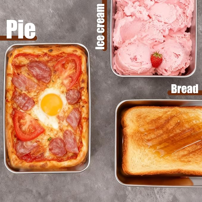 8pcs Bread Loaf Pans Set 8.5" × 5.7" Bread Pans Stainless Steel Loaf Toast Baking Pan Metal Bakeware Loafs Breads Pan for Baking Breads for Meatloaf Lasagna Cake Oven Dishwasher Safe