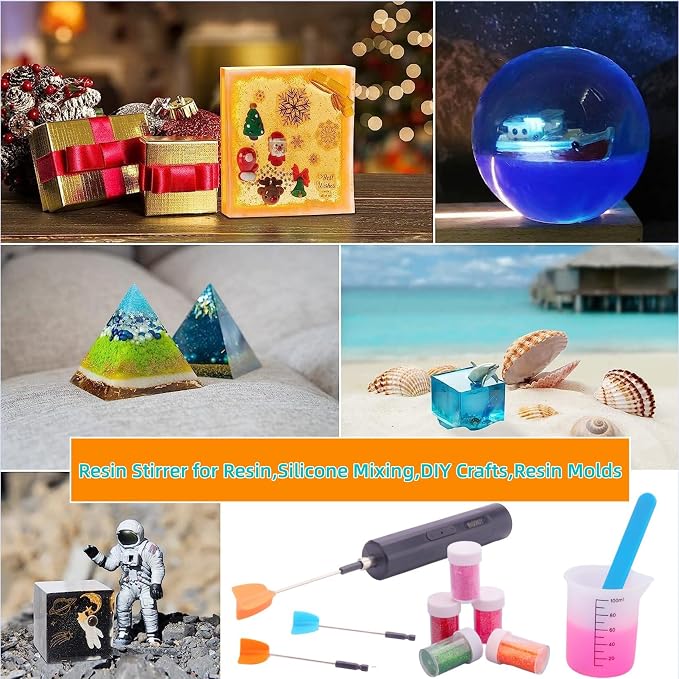 Rechargeable Epoxy Resin Mixer,USB Handheld Electric Resin Mixer for Mixing Epoxy Without Bubbles, Resin Stirrer for Tumblers Epoxy, Resin Molds, Glazes and Paint (Dark Green)