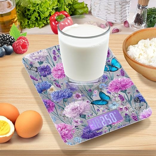 Food Scale Kitchen Scale Food Weight Scales Digital Weight Grams and Ounces Small Electronic Food Scale for Baking Cooking Grey Pink Corflower Butterfly