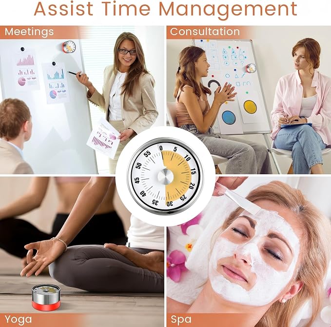 Relaxweex 6 Pcs 60 Minute Visual Timer Visual Kitchen Timer for Cooking Cook Timers Kitchen with Alarm Mechanical Class Timers for Desk Egg Countdown Chef Baking Office ADHD(Red Orange)