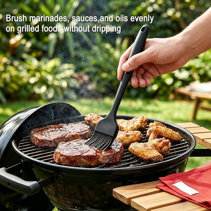 2 Pack Silicone Basting Brushes - Heat Resistant Pastry Brushes for Cooking BBQ Grill Baking Roasting, Oil Butter Sauce Marinade Egg Wash, One-Piece Design Dishwasher Safe Non-Slip, Large & Small