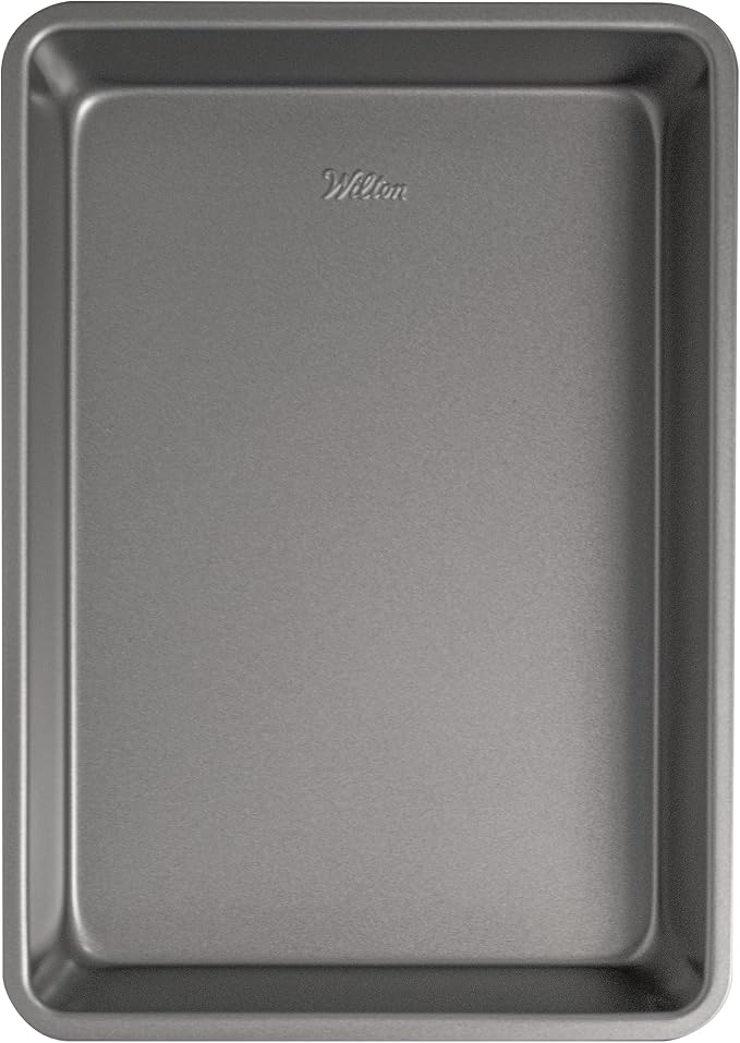 Wilton Silver Non Stick Oblong Cake Pan, Perfect for Cake and Lasagna, Made without PFAS, Durable Steel, Even Heating, 13 x 9 x 2 in, Packaging May Vary