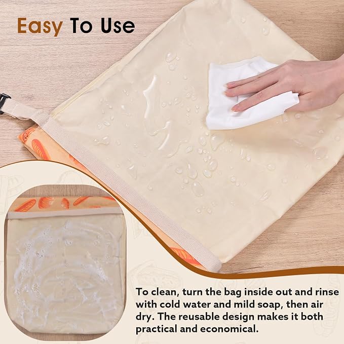 2 Pack Beeswax Bread Bags for Sourdough Homemade Bread, XL Cotton Lining Sourdough Reusable Natural Beeswax Bread Storage Bag, Keep Fresh and Upgraded Large Capacity Portable-17 x 12.6 Inches