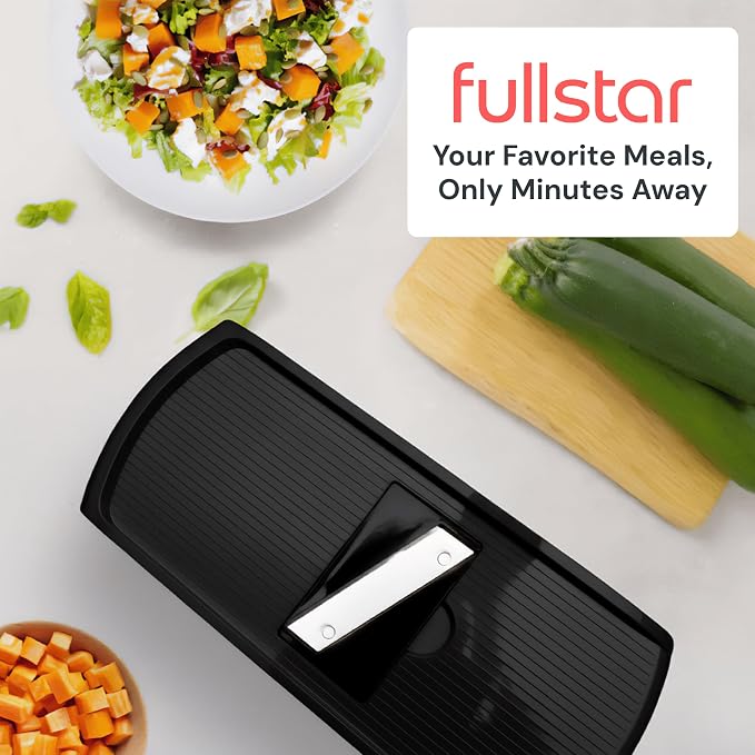 Fullstar Pro Original Vegetable Chopper & Mandoline - Chopper & Mandoline Lids - Food Chopper with Container, Fruit Slicer, Onion Dicer - All-in-One Prep Tool - Kitchen Gadgets & Gifts (8 in 1, Black)