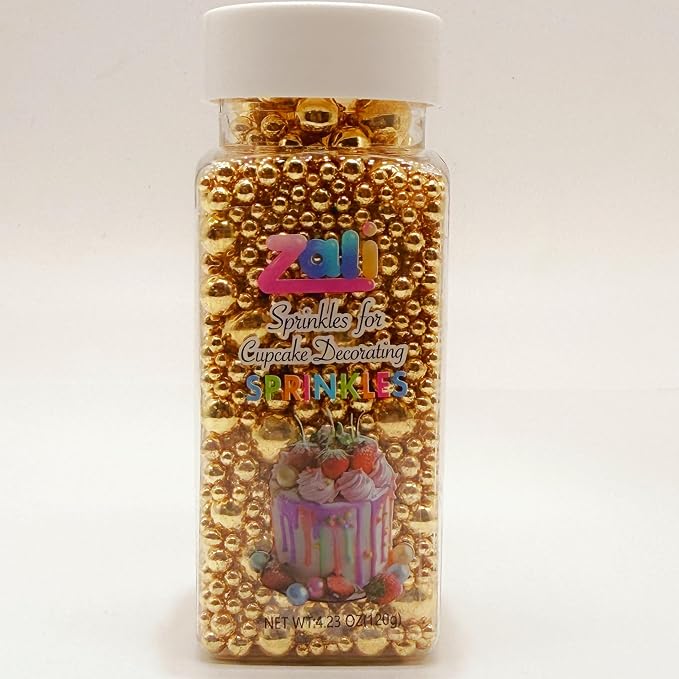 Edible Pearl Sprinkles, Golden, 26 Colors Mixed Size | Gluten Free, Food Grade, For Cakes, Cupcakes, Cookies, Donuts & Ice Cream, Wedding & Valentine's Day Decoration