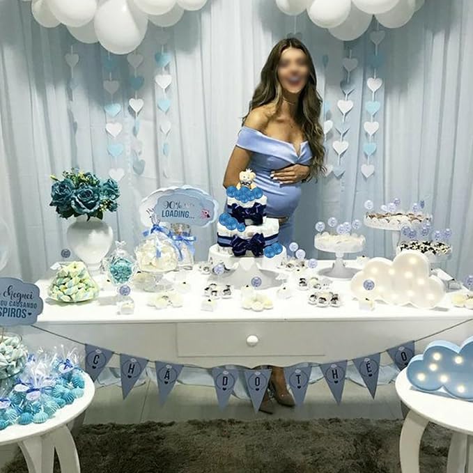 24 PCS Ball Cake Toppers Glitter Balls Cupcake Toppers Foam Ball Shaped Cake Picks DIY Balloons Cake Insert Topper for Wedding Enagement Baby Shower Birthday Party Cake Decorations Supplies Blue