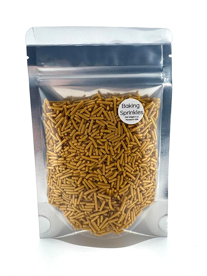 Gold Sprinkles 4oz pack for Baking Cakes, Cupcakes, Cookie Decorations, Ice Cream and Donut Toppings Edible Decorating Baking Supplies (Gold)