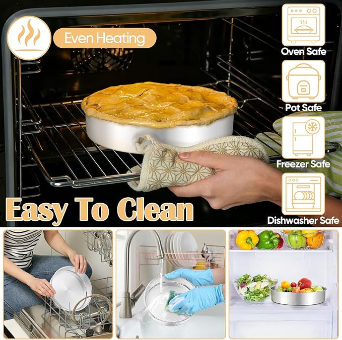 TeamFar 9 Inch Cake Pan, Stainless Steel Round Layer Cake Baking Pans Tins for Birthday Wedding, Non-Toxic & Heavy-Duty, Mirror Finish & Leak Proof, Oven & Dishwasher Safe, Set of 2