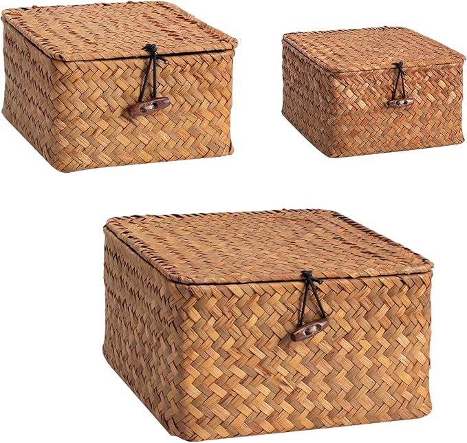 Covered Handcrafted Rattan Storage Basket User Friendly Materials for Neat Organization in Various Rooms User Friendly Organizers