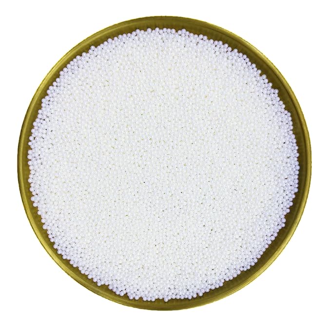 Dynastang 2mm White Pearls Sprinkles Edible Pearls Cake Decorating Stars Cake Decorations Cupcake Toppers Cookie Decorating Perfect for Cakes, Cupcakes, Desserts Toppings 3OZ
