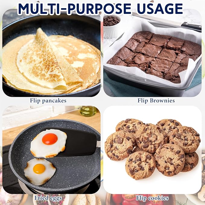 Large Silicone Spatula Flexible Silicone Cookie Spatula Heat Resistant Large Pancake Turner for Kitchen Use Nonstick Cookware No Scratch Cooking Flipper for Egg Pancake