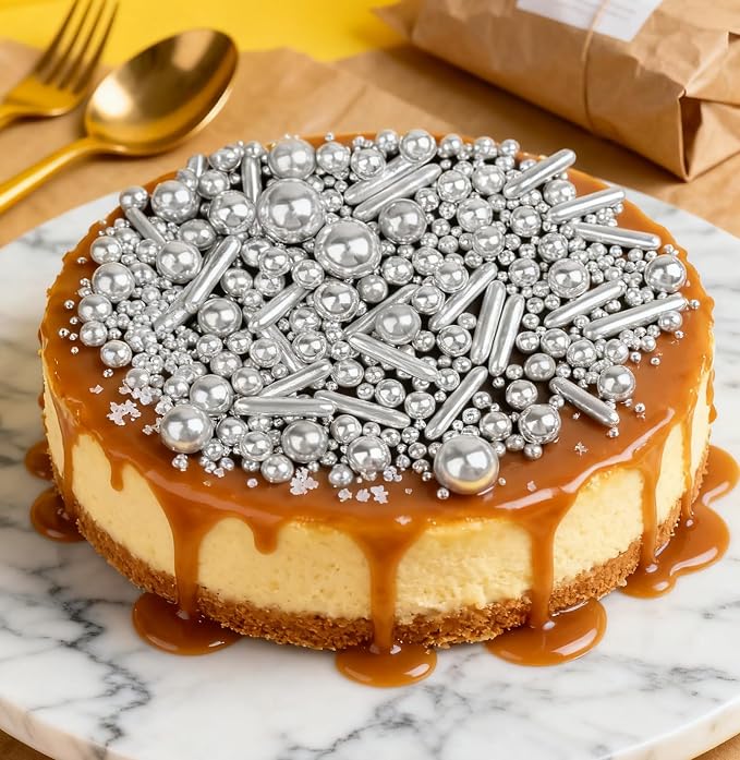 Silver Pearl Sugar Sprinkles, Baking Decorations | 26 Styles Mixed Size Round, For Cakes, Cupcakes, Cookies, Donuts & Ice Cream, Food Grade Pearl Cake Toppers