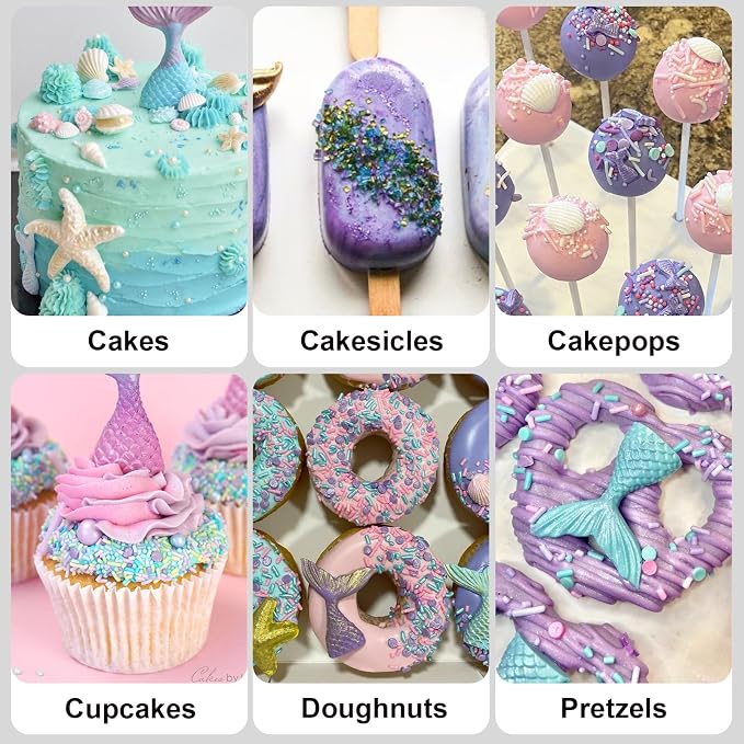 HUEBEATY 6-in-1 Mermaid Sprinkles Set – 180g Edible Mermaid Sprinkles & Seashell Cake Decorations, Under the Sea Ocean Sprinkles for Cake Decorating, Cupcakes, Cookies, Ice Cream & Summer Desserts