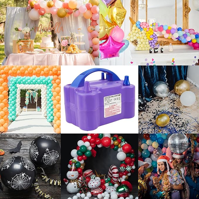Electric Balloon Pump, Portable Electric Balloon Blower Machine Balloon Air Pump, Dual Nozzle 110V 600W Balloon Inflator for Party Decoration Christmas Birthday