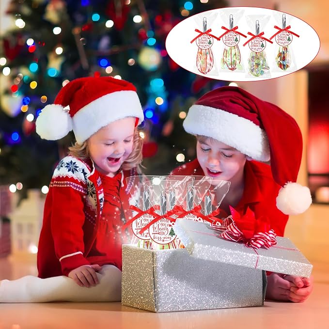 FoldTier 36 Sets 10 Inch Christmas Whisks Gifts DIY Fillable Christmas Tree Ornaments Xmas Colored Silicone Whisks for Cooking Heat Resistant Egg Beaters with Card Rope Bag for Candy Holder