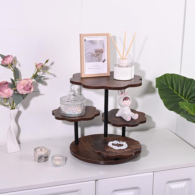 4 Tier Cupcake Stand, Rotatable Cupcake Tower for 50 Cupcakes, Wooden Cake Stand with Tiered Trays, Dessert Table Display Set Serving Tray for Party Birthday Wedding
