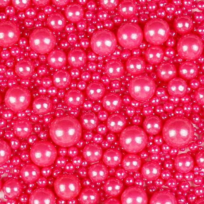 Pink Pearl Sprinkles for Cake Decorating, Edible Pink Sugar Pearl Sprinkles, Cake Decorations, Cupcake Toppers, Ice Cream, Wedding Party Birthday Supplies, 180g/6.35oz