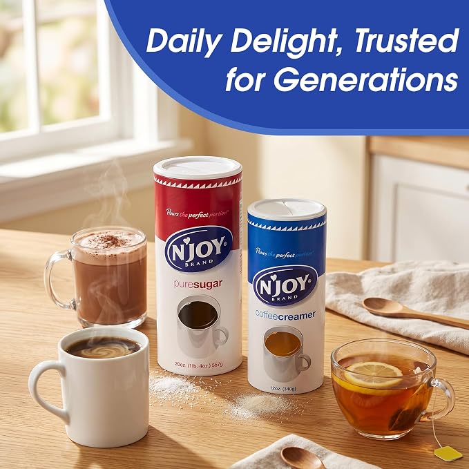 N'Joy Non Dairy Coffee Creamer - Pack of 6 Canisters w/EZ-Open Pour Spout (12oz each) - Smooth Non Dairy Powdered Creamer for Office Pantries, Restaurants & Home Coffee Bars - No Refrigeration Needed
