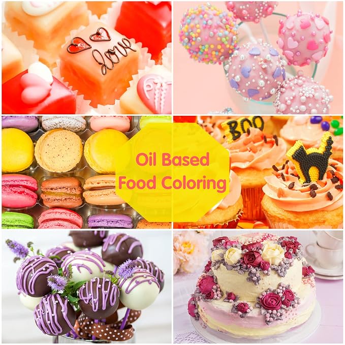 Oil Based Food Coloring for Chocolate, 20ml Candy Coloring for Cake Decorating, Forsting, Edible Food Dye for Baking Cookies Icing Fondant Meringues(.7 Fl. Oz Each Bottles, Each Bottles)
