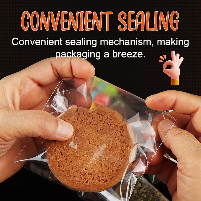 200Pcs Cookie Bags, Self Sealing Cellophane Bags 5x7 Inches, Resealable Treat Bags for Cookies, and Party Favors.