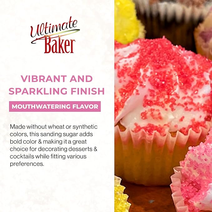 Ultimate Baker Flavored Sanding Sugar (1x4oz) - Burst of Flavor & Color for Cakes, Cookies & More, All-Natural, Perfect for Baking & Decorating or as a Flavored Coffee Sugar (Bubble Gum)