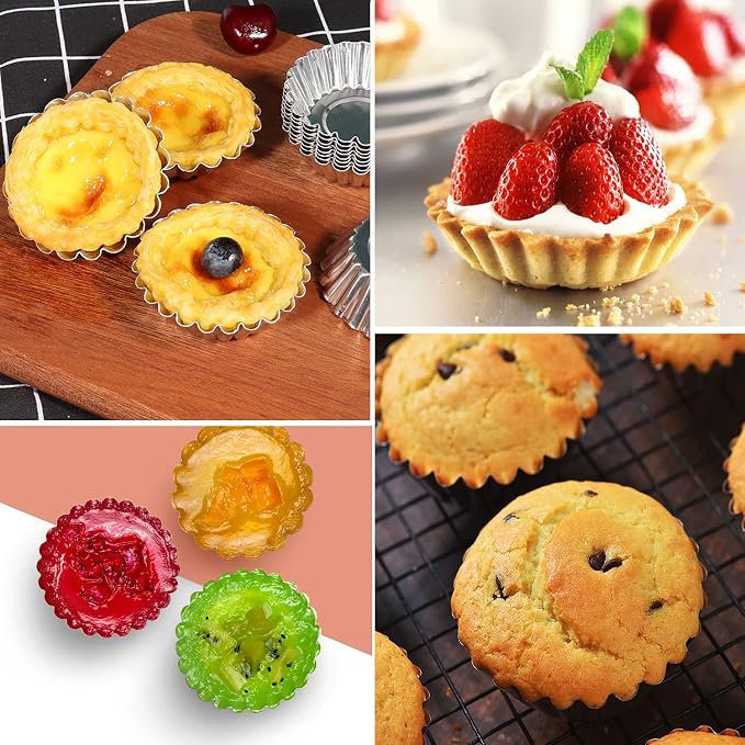 20Pcs Egg Tart Molds, Mini Tart Pan Aluminium Pie Tins Cupcake Pudding Muffin Baking Cups
