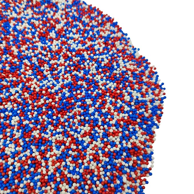 Homankit Patriotic Sprinkles Red White and Blue Nonpareils Sprinkles Edible Cookie Decorations Mini Pearls for Decorating Cake, Baking, Cupcake Toppers, Ice Cream, Donuts 3.88 Ounce