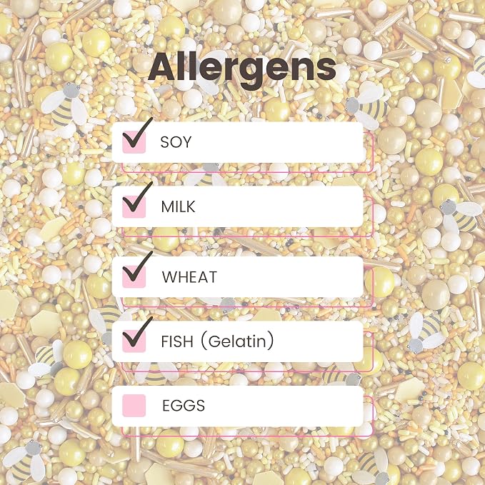 Sprinkle Pop Honey Bee Sprinkle Mix| Yellow Gold Sprinkles with ~10 Bees Honeycomb Wafer Papers, Black Pops and Cream Hues| Summer Sprinkles Made in USA for Decorating Cakes Cupcakes Cookies, 2oz